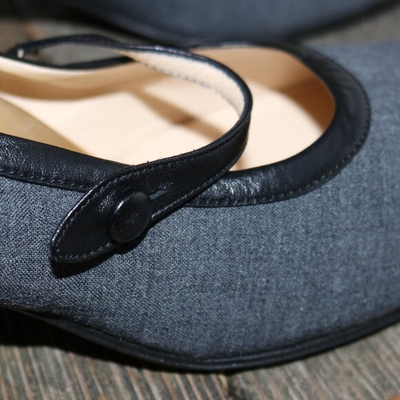 NEW Taryn Rose Grey Wool w Black Leather Mary Jane Heels Sz 42 (US 10) - Picture 4 of 8